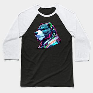 Cyberpunk Neon Furry Anthro Bear Baseball T-Shirt